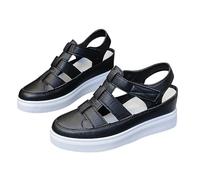 ladies flat shoes Chunky Sandals for Women Open Toe Walking Slide Lightweight Arch Support Wedge Comfortable Casual Orthopedic Sandal Fashion Thick Cushion Slippers Indoor Outdoor Black 5.5