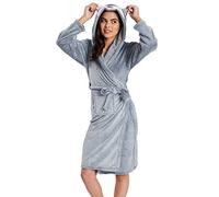 Ladies Fleece Hooded 3D Novelty Animal Dressing Gown Robe Nightwear