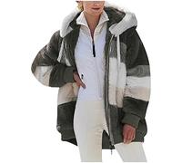 Ladies Fleece Hoodie Jacket Sale Sherpa Lined Full Zip Winter Warm Soft Teddy Bear Hooded Sweatshirt Fluffy Fuzzy Jumper Patchwork Hoody Sweater Coat Overcoat Cardigan Ladies Outwear UK Clearance
