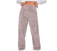 Ladies Fleece Pyjama Bottoms UK Clearance Women Pj Bottoms Fluffy Winter Warm Pajamas Pants Teddy Fleece Flannel Lounge Pants Fuzzy Sleepwear Pjs Elasticated Waist Trousers with Pockets Plus Size