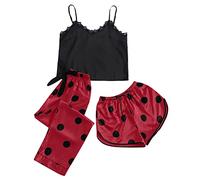 Ladies Fleece Pyjamas Set Christmas Pyjamas Women Women Print Sleepwear Sexy Up Three Sleeveless Shorts Set Sexy Underwear Sleepwear Suit Pajamas Womens Cosy Button Up For Red Xl