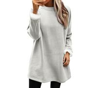 Ladies Fleece Size 20,Sweatshirts for Women UK Fleece Lined Thick Jumper Tops Plush Warm Sweaters Long Sleeve Crewneck Winter Blouses Shirt Soft and Comfort Sherpa Pullover Underwear Grey