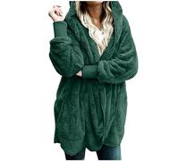 Ladies Fleece Tops Fluffy Teddy Coat Hoodie Women Thick Fleece Jacket Cardigan Plus Size Limited Time Deals Front Open Warm Plush Cardigan Solid Color Hooded Overcoat with Pockets Plus Size S-5XL