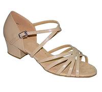 Ladies Flesh Leather & Mesh Dance Shoes/Sandals for Line, Latin, Ballroom, Jive, Salsa & Tango UK 3-8 (UK 3)
