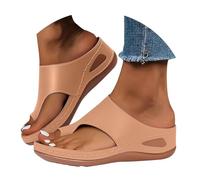ladies flip flops - Womens Wedge Sandals Summer Toe Loop Slides Open Front Platform Mules Casual Comfort Slip On Footwear Fashion Holiday Beach Walking Daily Outdoor Shoes For Travel