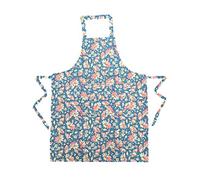 Ladies Floral Full waist tie apron with Front split pocket One Size Blue