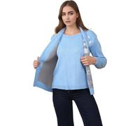 Ladies Floral Jacquard Twin Set Women's Knitted Tank Top & Cardigan Sweater Elegant Mock Twin Set with Pretty Edge Trim, Comfortable & Durable Acrylic Blue M-L