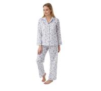 Ladies Floral Pyjama Set Long Sleeve Poly Cotton Nightwear Soft Breathable Women Sleepwear Button Front PJs Comfortable Lounge Night Suit Elegant Design