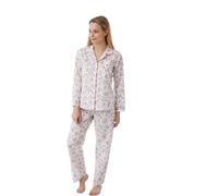 Ladies Floral Pyjama Set Pink Size 12/14 Long Sleeve Poly Cotton Nightwear Soft Breathable Women Sleepwear Button Front PJs Comfortable Lounge Night Suit Easy Care Fabric