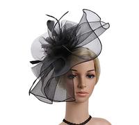 Ladies Flower Bowler Hat Bridal Wedding Cocktail Hat Large Women Feather Fascinators Pillbox Hat Party Hat Hair Accessories with Hair Loop Hairpin Derby Church Banquet Hat for Girls