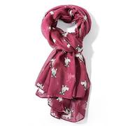 Ladies French Bulldog design scarf, lightweight cotton mix fabric in choice of styles and colours, a lovely Dog lover novelty gift and stocking filler (Black & white dog on medium purple)