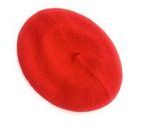 Ladies' French Style Wool Warm Woollen Plain Beret Beanie Hat Cap (Wool Blend, Red)