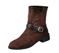 Ladies Front Zip Ankle Boots Womens Faux Leather Booties Chunky Platform | Lug Sole Autumn Winter Footwear Walking Shoes Outdoor Street Fashion Classic Vintage Design Round Toe Daily Casual Work Wear