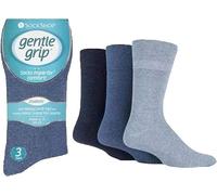 Ladies Gentle Grip DIABETIC Honeycomb Top Seamless Toe Socks UK 4-8 (Pack of 3) (UK, Numeric, 4, 8, Regular, Regular, BLUES)