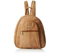 Ladies Genuine Real Leather Backpack Shoulder Handbag (TAN)