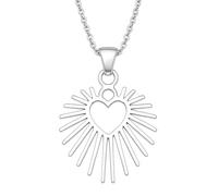 Ladies Geometric Heart Sun Necklace - Gold Plated Stainless Steel - Hypoallergenic - Aztec Boho Chic Pendant for Women - Plus a Jewellery Gift Box