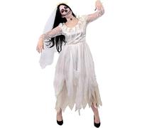 Ladies Ghost Bride Fancy Dress Costume - Halloween Corpse Bride Costume Ragged White Wedding Dress - Perfect For Halloween Or Horror Themed Parties (Medium)
