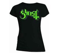 Ghost T-Shirt Green/Grey Keyline Logo – Ladies Skinny Fit Short Sleeves Medium B500z
