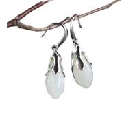 Ladies Gift Necklace S925 Silver Jewelry Ethnic Style Handmade Female Magnolia Flower and Tian Jade Bracelet Wangchun Hetian Earrings