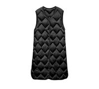Ladies Gilet Tweed Sleeveless Winter Warm Winter Warmer Puffer Gilet Vest V Neck Button Down Ladies Jackets Lightweight Thermal Pocket Quilted Ladies Waistcoats Side Split Soft Parkas Bodywarmer Coat