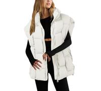 Ladies Gilets and Bodywarmers Windproof Elegant Coat Sleeveless Down Jacket Warm Thickened Warm Windbreakers Padded Womens Gilet Body Warmer Jacket Thermal Women Ladies Body Warmer (White, XXL)