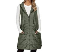 Ladies Gilets As Warmers For Women, Hood Sleeveless Down Jacket Ladies Padded Gilet Zip Up Sleeveless Waistcoat Bodywarmer Without Hood Vest Long Body-Warmer Coat Zip Up Gilet