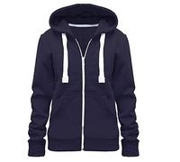 Ladies Girl WomensNEW Plus Size Zip Up Sweatshirt Hooded Hoodie Coat Jacket Top UK Size 8-28 (UK Size 14/XL, Navy)