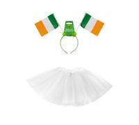 Ladies Girls Irish St Patricks Day Tutu Costume Fancy Dress Outfit Leprechaun Ukladies Girls Irish (Ladies Plain White Tutu + Headband)