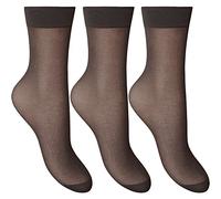 Ladies & Girls Joanna Gray Comfort Top 15 Denier Anklet Socks (3 Pair Multi Pack) (Barely Black)