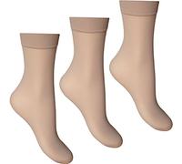 Ladies Girls Joanna Gray Comfort Top 15 Denier Anklet Socks (6 Pair Naturl)