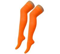 Ladies Girls Over The Knee Socks Back To School In Black And White Size 4-7 Uk Euro 37-42 (Orange)