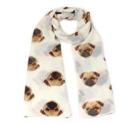 Ladies Girls Pug Dog Puppy Pugs Scarf Neck Wrap Shawl by Joy To Wear (Cream)