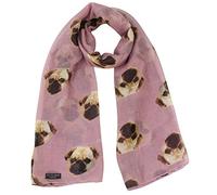 Ladies Girls Pug Dog Puppy Pugs Scarf Neck Wrap Shawl by Joy To Wear (Dusky Pink)