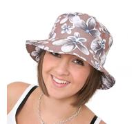 Ladies Girls Summer Floral Bucket Lightweight Fashion Hat with Toggle A130 (Navy)