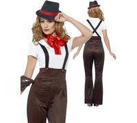 Ladies Glam Gangster Costume 1920s Mob Mafia Boss Womens Fancy Dress Outfit