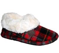 Ladies Glenroyal Jo & Joe Faux Suede Sheepskin Fur Collar Fleece Lined Bootee Slippers Size 3-8 (Highlander Red, UK Footwear Size System, Adult, Women, Numeric, Medium, 6)