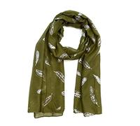 Ladies Glitter Leaf Print Silver Foil Scarf Wrap Neck Scarves Leaf Print Scarves (Green)