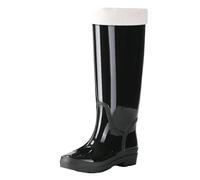 Ladies Glossy Waterproof Knee High Wellies Slip on Thermal Rain Boots, Fleece Lined Tall Rubber Shoes with Soft Cuff, Stylish Warm Footwear for Outdoor Christmas Markets or Bus Stop Waiting
