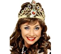 Ladies Gold Crown Queen Regal Tiara Adults King's Coronation Fancy Dress