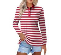 Ladies Golf Polo Shirts Polo Shirts for Women UK Long Sleeves Cotton Plus Size Striped Ladies Golf Tops Casual Work Office Breathable Gym Sports T Shirt Running Yoga Activewear B-Pink