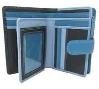 Ladies Gorgeous Visconti Rainbow Leather Multi Compartment Purse Wallet RFID Secure RB51 (Blue Multi)