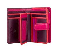 Ladies Gorgeous Visconti Rainbow Leather Multi Compartment Purse Wallet RFID Secure RB51. (Plum Multi)