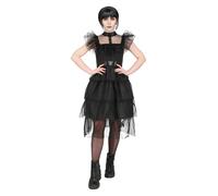 Ladies Gothic Prom Queen Dress Halloween Fancy Dress Black Gothic Costume