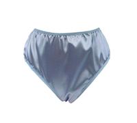Ladies Granny Style Knickers Smooth Satin High Waist deep Sides Pale Blue (M fits HIPS 36"-38")