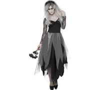 Smiffys Graveyard Bride Costume, Black with Dress & Rose Veil, Halloween Adult Fancy Dress, Adult Dress Up Costumes