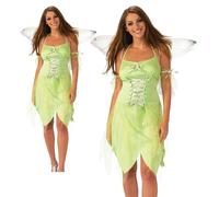 Ladies Green Woodland Fairy Womens Costume Fancy Dress Outfit Fairytale Story Bo