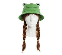 Ladies Greta Accessory Set | 2 Pcs | Frog Bucket Hat & Plait Wig