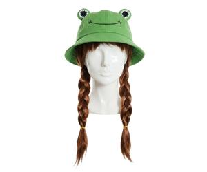Ladies Greta Accessory Set | 2 Pcs | Frog Bucket Hat & Plait Wig