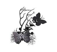 Ladies Hair Accessories Handmade Dark Fairy Black Headpiece Circlet Gothic Floral Headband for Women Girls Cosplay Wedding Birthday Halloween Large Snap Hair Clips (Black, 15x10cm)