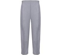 Ladies Half Elasticated Waist Trousers 2 Front Side Pockets Short Regular Long Length Business Office Work Womens Pants Bottoms UK 8-24 (UK, Numeric, 16, Regular, Short, Silver Grey)
